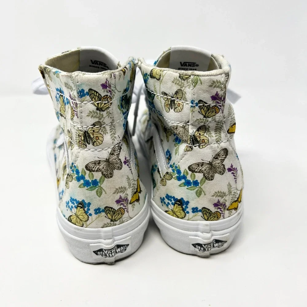 Vans Sk8-Hi Butterfly Floral White High Top Sneakers Mens Size 8 Womens 9.5